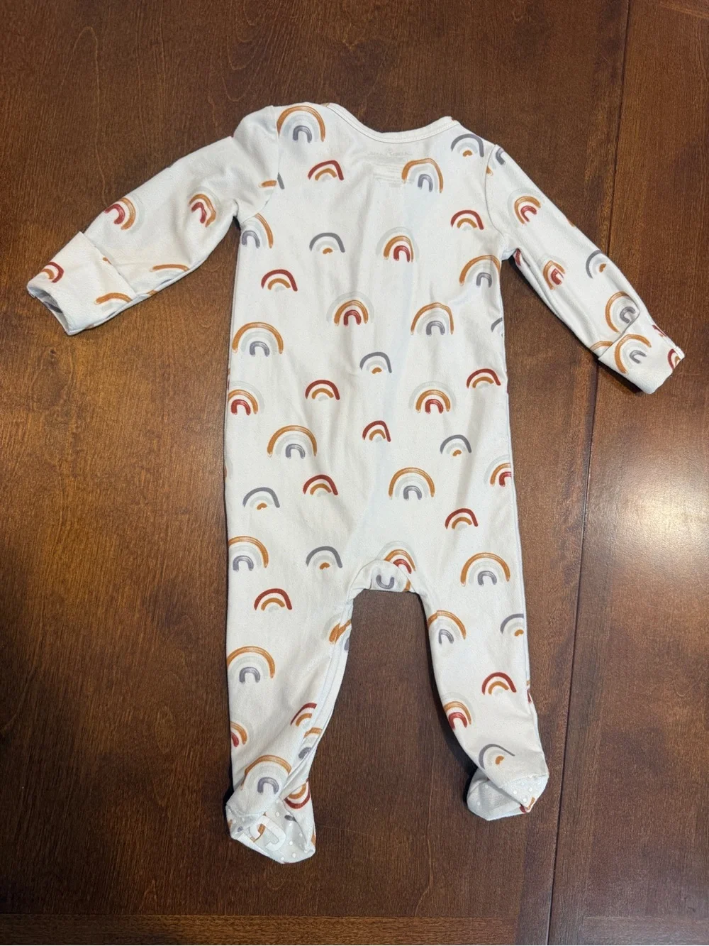 Caden Lane Cream Footed One-Piece with Rainbow Print